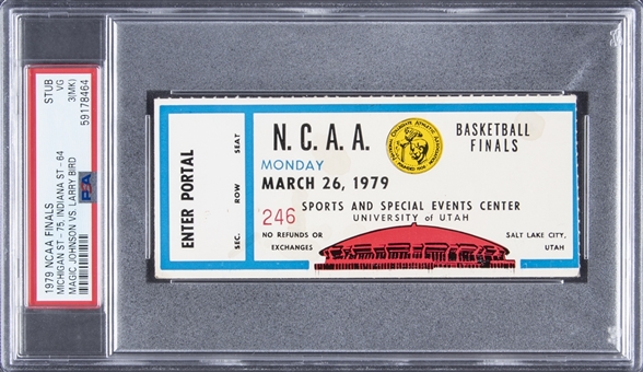 1979 NCAA Basketball Championship Ticket Stub From 3/26/79 - Magic Johnson vs Larry Bird Championship Game! (PSA VG 3 MK)